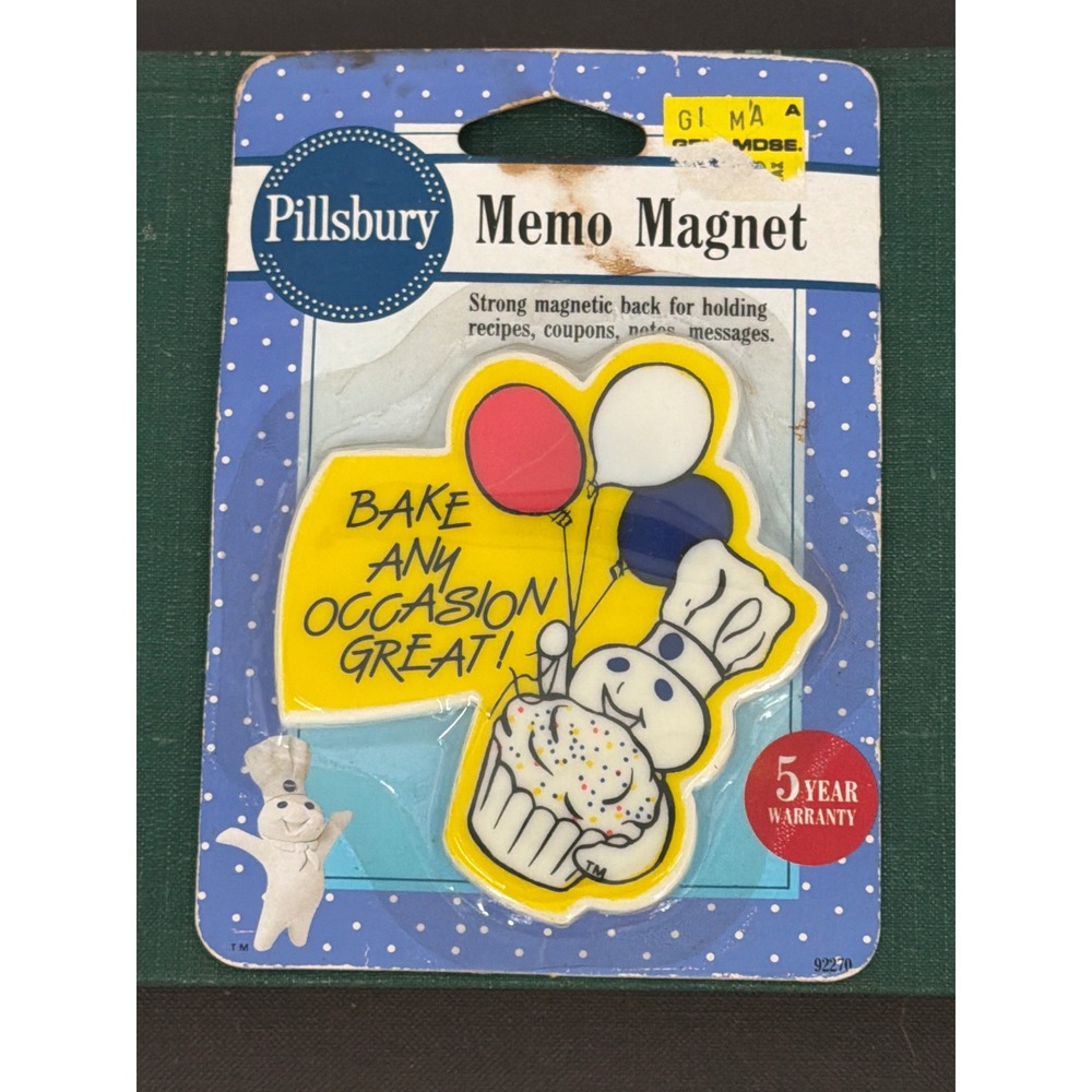 Vintage 1992 Pillsbury Doughboy Memo Magnet Poppin Fresh Cupcake New